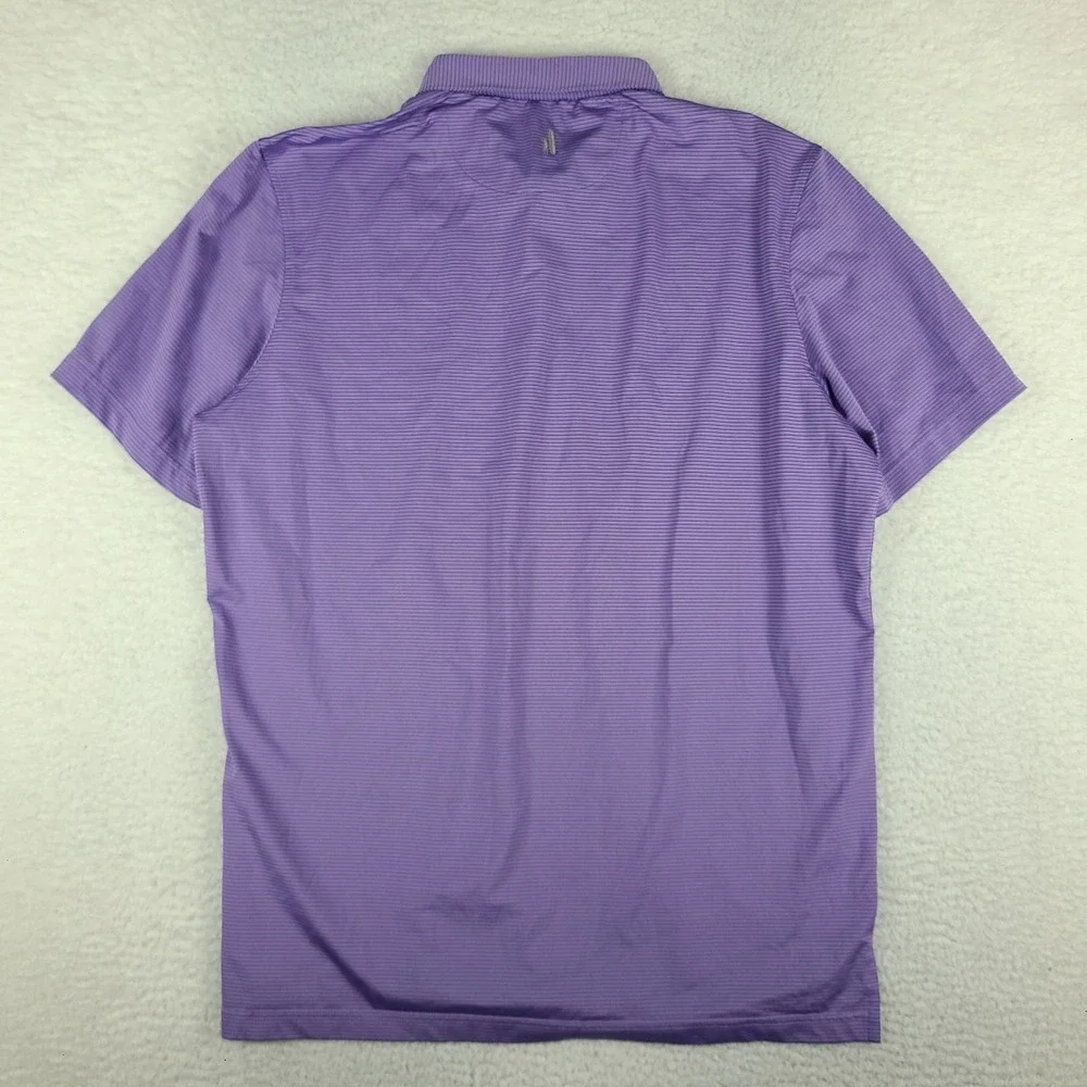 Johnnie-O Polo Shirt Mens XL Purple Striped Performance Golf Short Sleeve